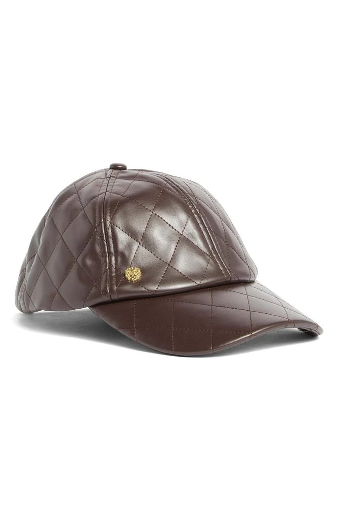 Vince Camuto Black Quilted Faux Leather Baseball Cap. EUC Vince Camuto Black Quilted Baseball Strapback Cap Hat  main image 3