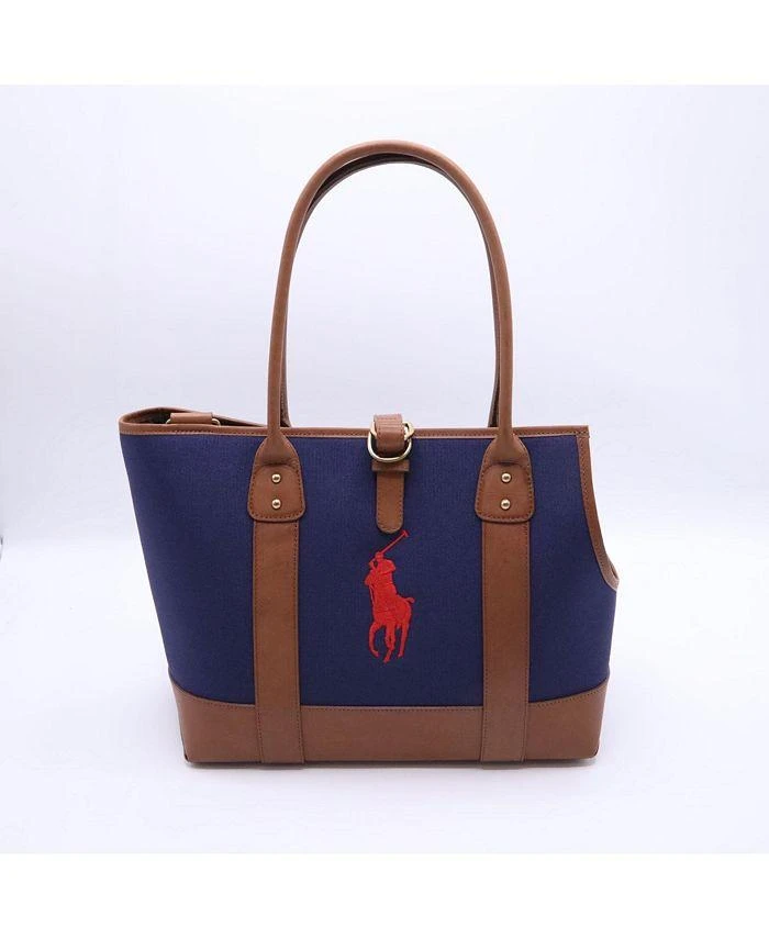 Ralph Lauren Leather and Canvas Dog Tote 1