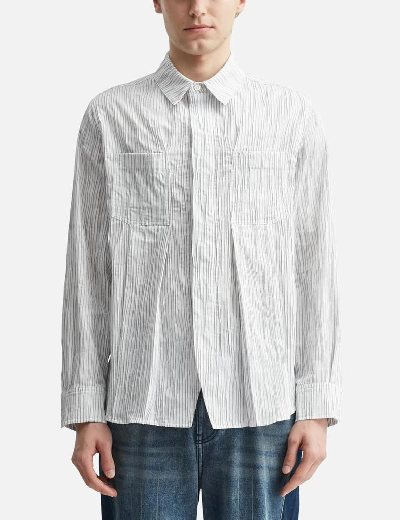 Ader Error Pleat Detail Stripe Long Sleeve Shirt 3