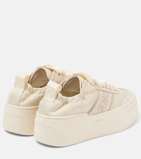 Salvatore Ferragamo Suede-trimmed leather platform sneakers 2