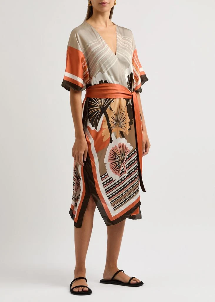 MAX MARA BEACHWEAR Aramis printed satin kimono  2