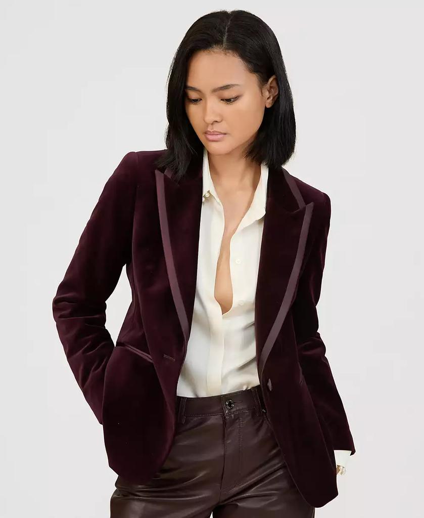 REISS Women's Elia Velvet Single-Breasted Suit Blazer