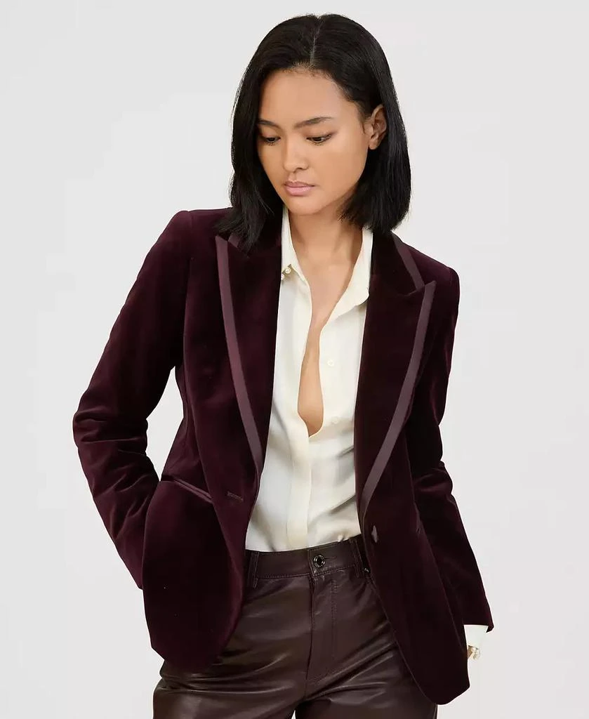 REISS Women's Elia Velvet Single-Breasted Suit Blazer 1