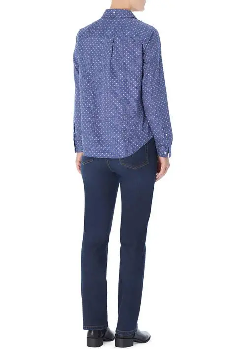 JONES NEW YORK Easy Care Print Y-Neck Shirt 4
