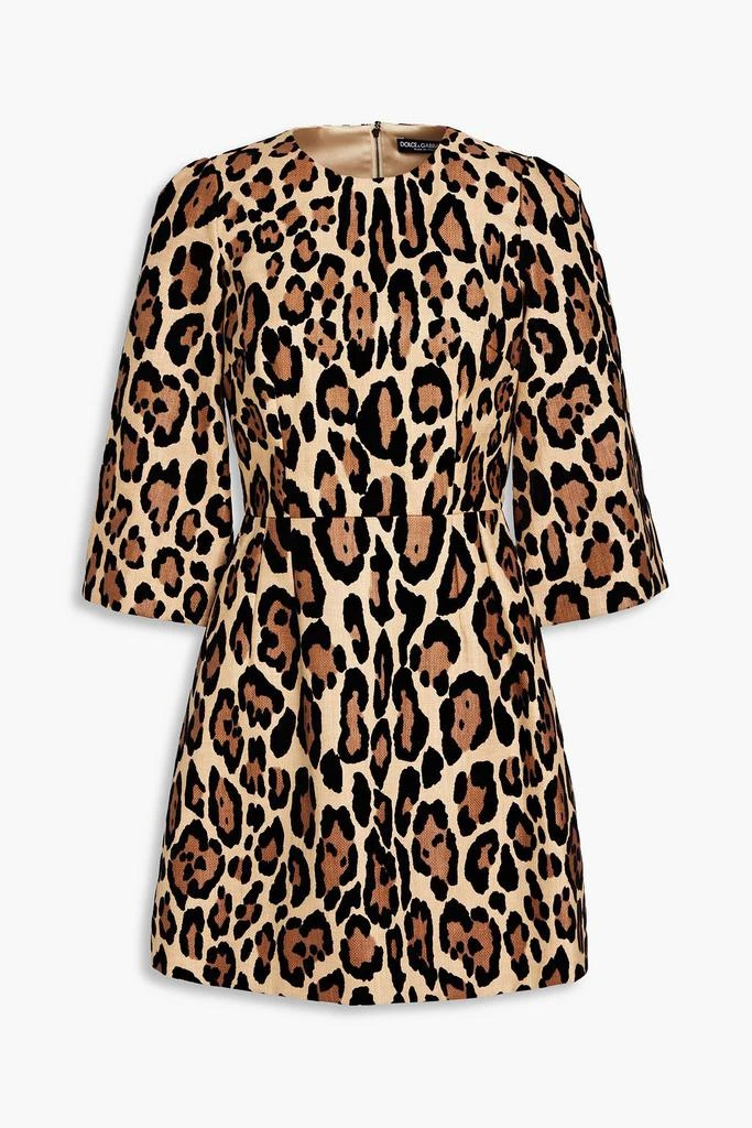 Dolce & Gabbana Leopard-print flocked canvas mini dress 1