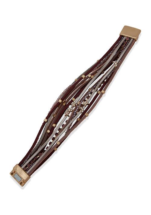 Lonna & Lilly Lilly Gold Tone Multirow Magnetic Wrap Bracelet