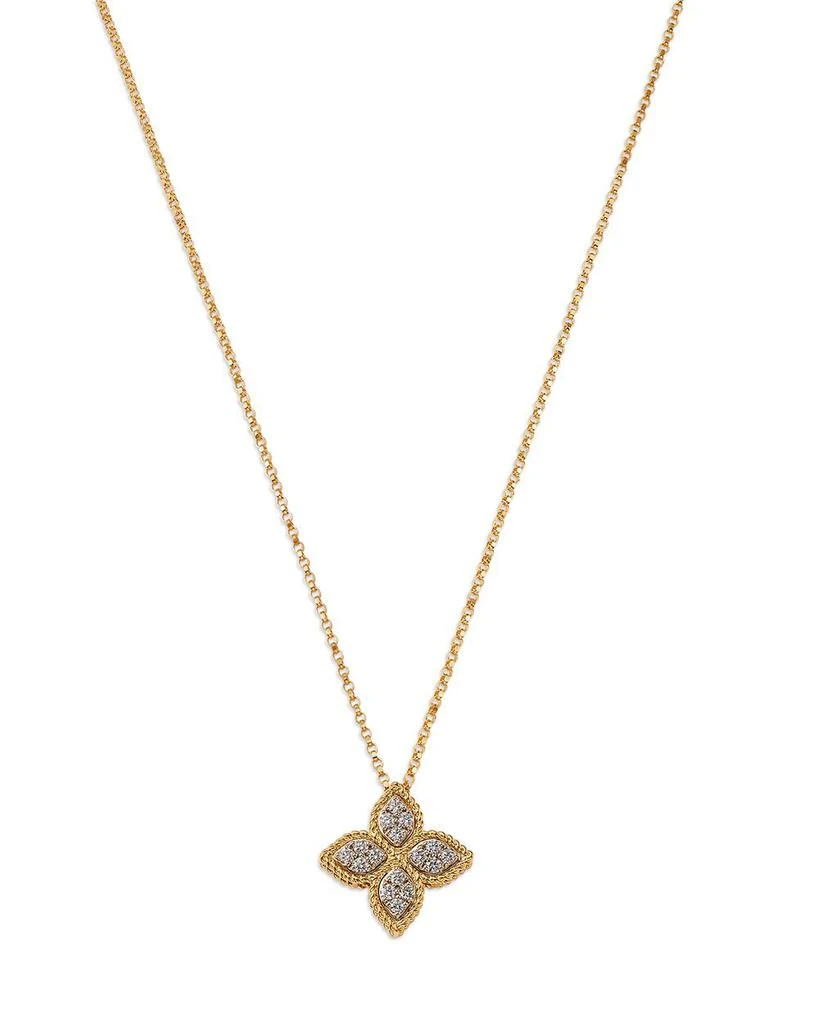 Roberto Coin 18K White 
Yellow Gold Princess Flower Diamond Pendant Necklace, 16-18" 1