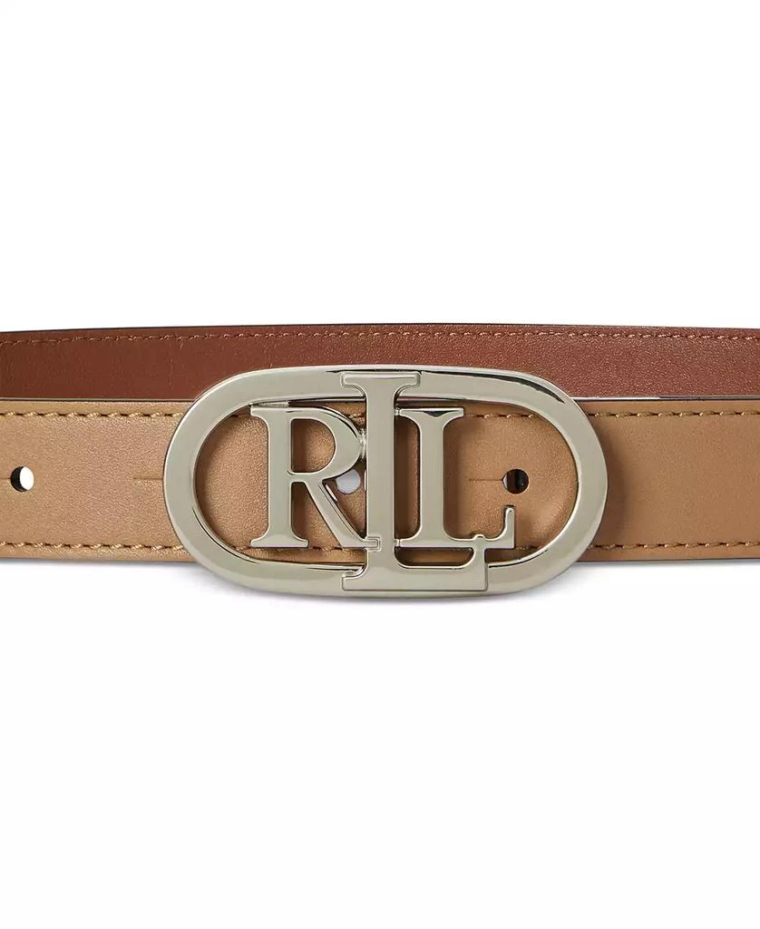 Ralph Lauren Oval-Logo Reversible Leather Skinny Belt 3