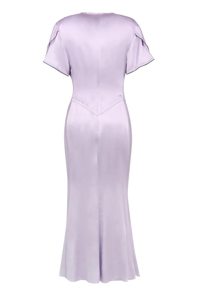 Victoria Beckham Victoria Beckham V-Neck Ruched Satin Midi Dress 2