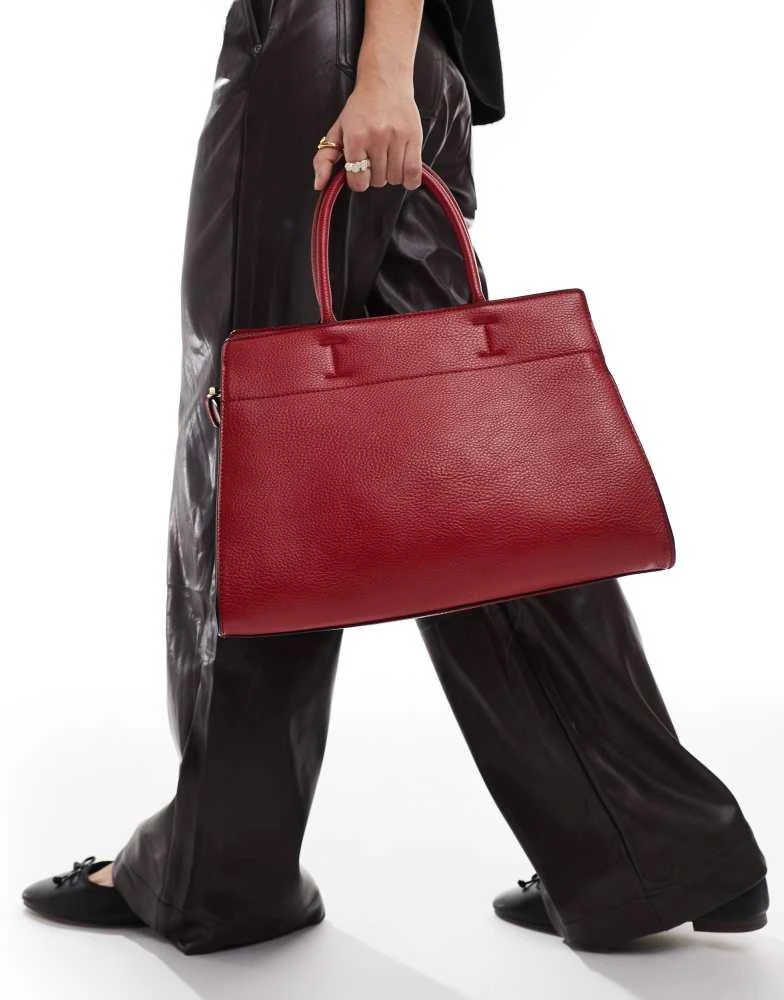 ASOS ASOS DESIGN double buckle side detail tote bag in red 2