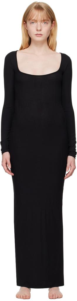 SKIMS Black Soft Lounge Long Sleeve Maxi Dress