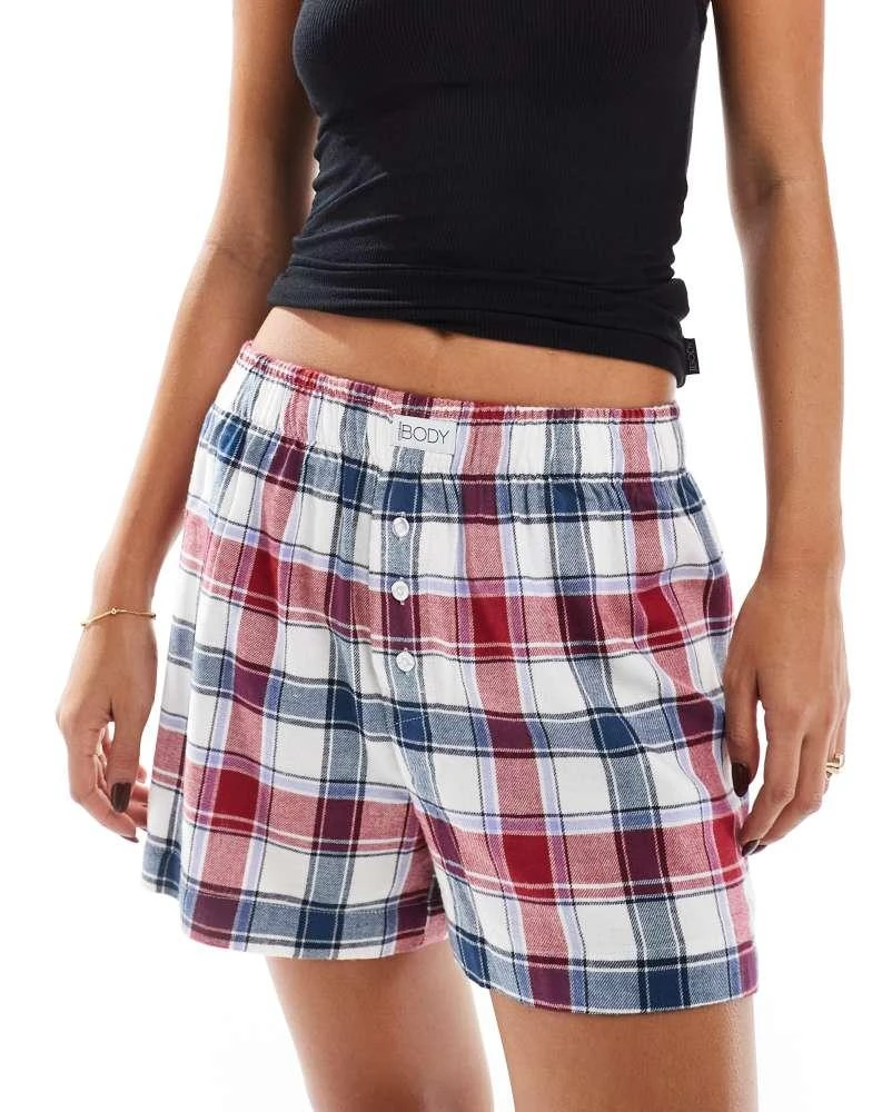 Cotton:On Cotton On sleep check boxer short in red and navy 1