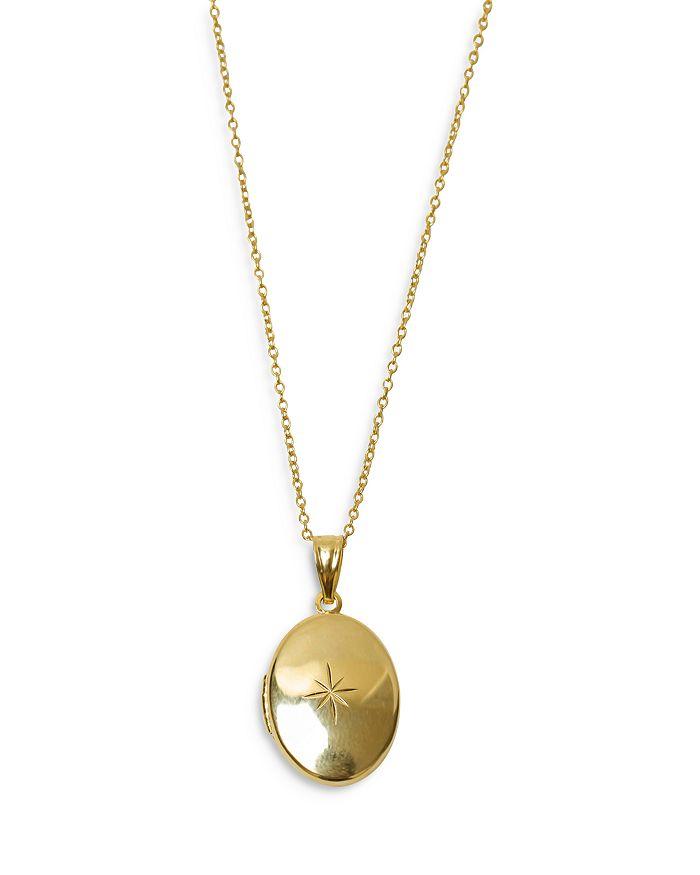 Argento Vivo Star Etched Oval Locket Pendant Necklace in 18K Gold Plated Sterling Silver, 16"-18"
