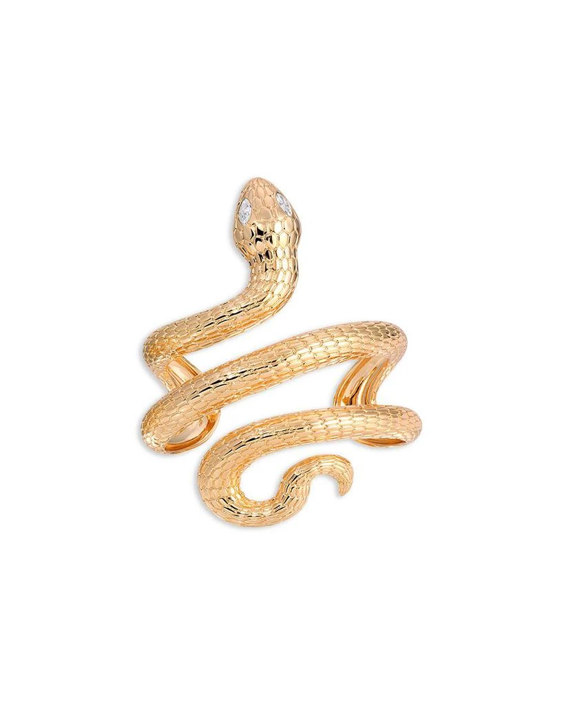Ettika Jewelry Serpentina Marquise Cubic Zirconia Coiled Snake Cuff Bracelet in 18K Gold Plated 1