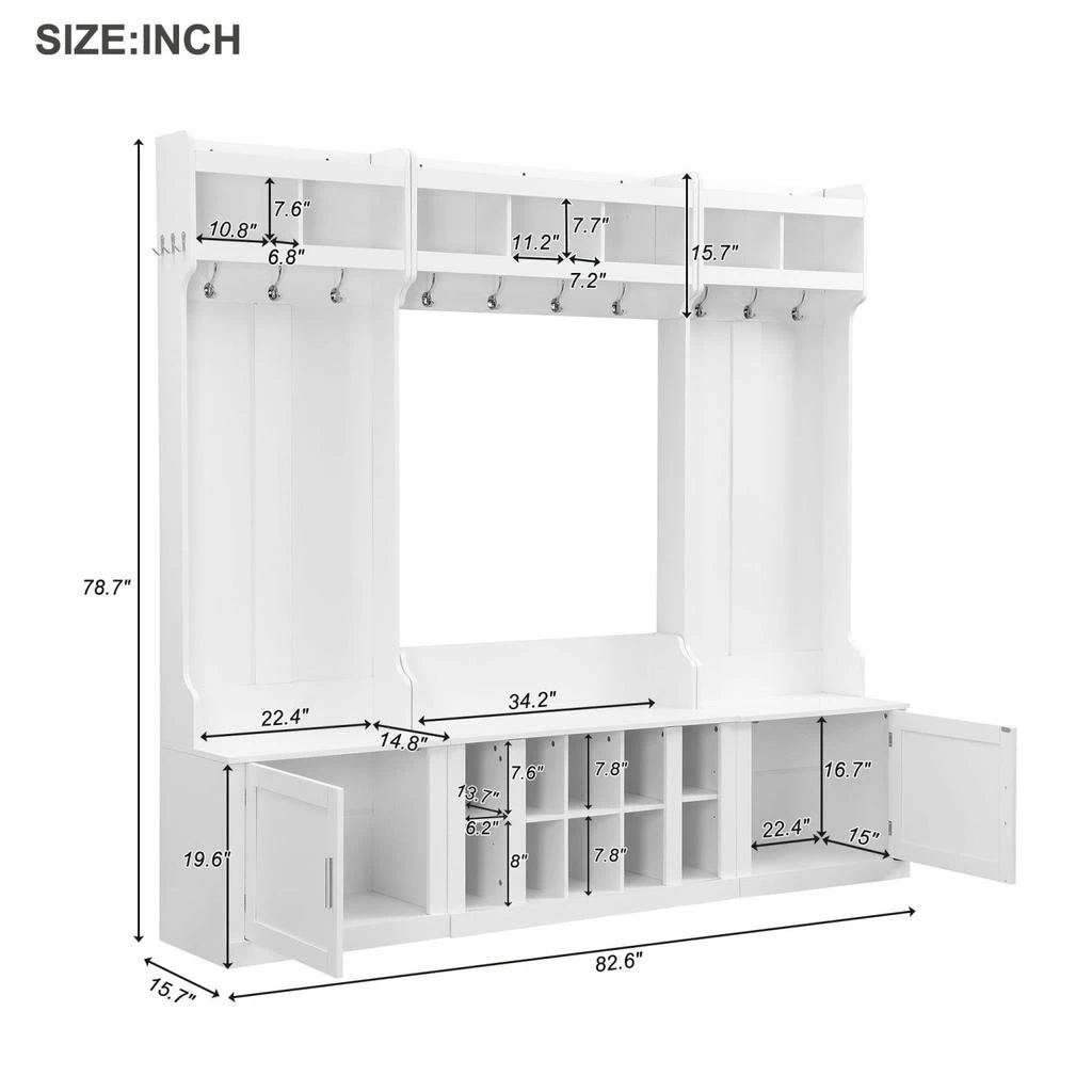 Streamdale Furniture Streamdale On-Trend Hall Tree with Bench, Coat Rack 
Shoe Storage 3
