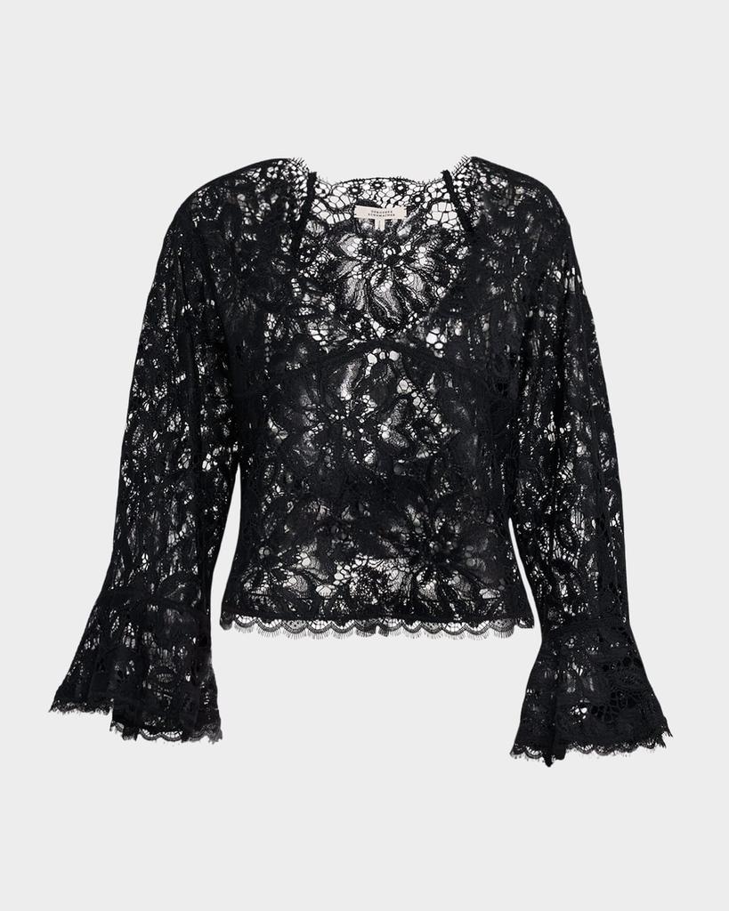 Dorothee Schumacher Lacy Dream Cropped Flare-Sleeve Blouse