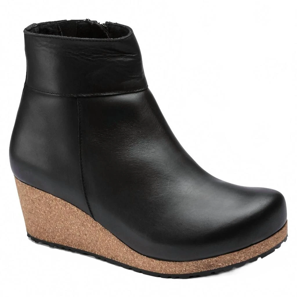 Birkenstock Women Ebba Leather Wedge Ankle Boots In Black 1