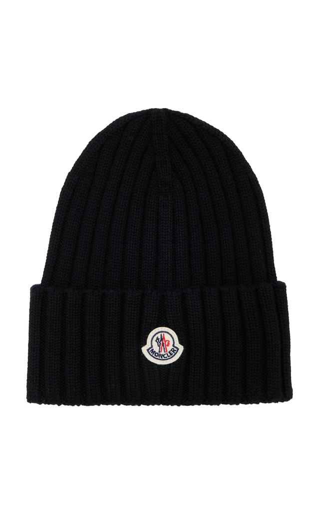 Moncler Moncler - Ribbed-Knit Wool Beanie - Black - OS - Moda Operandi