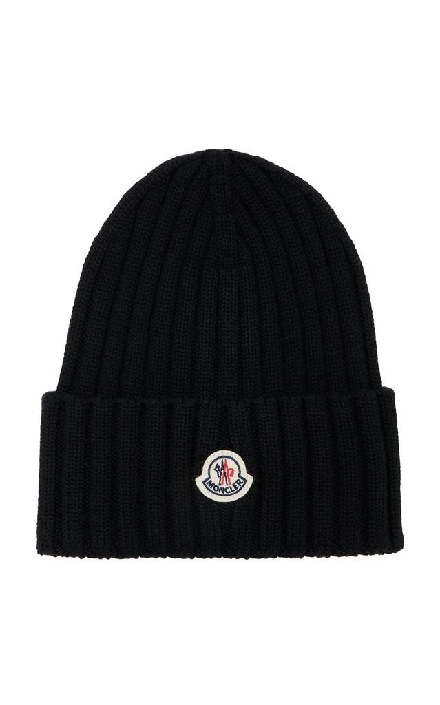 Moncler Moncler - Ribbed-Knit Wool Beanie - Black - OS - Moda Operandi 1