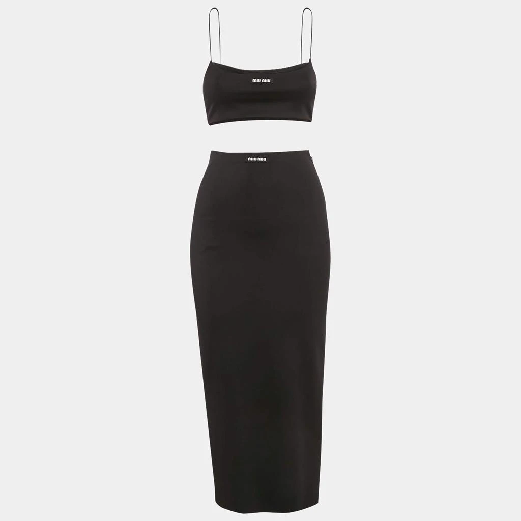 Miu Miu Miu Miu Black Jersey Crop Top And Skirt Set XS 1