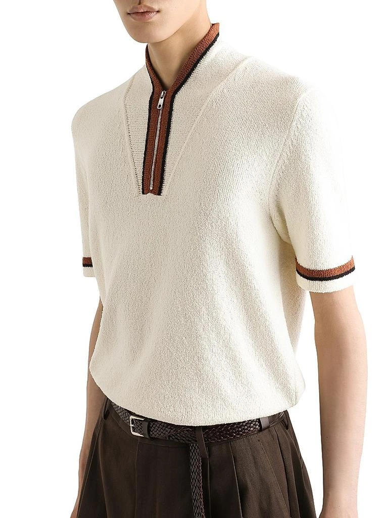 Dolce
Gabbana Cotton-Blend Knit Zip-Front Polo Shirt 3