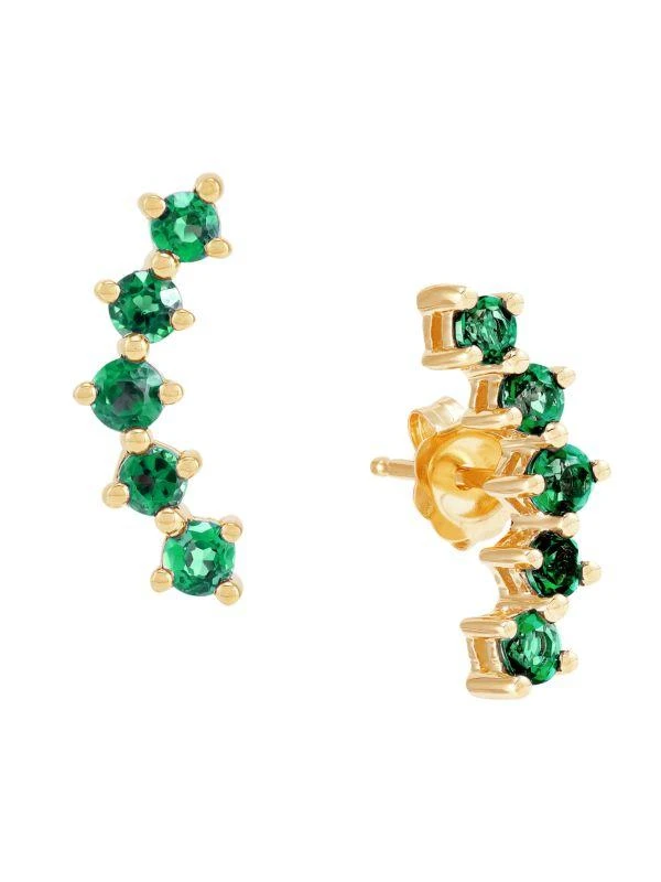 Saks Fifth Avenue 14K Yellow Gold & Emerald Leaf Drop Earrings 2