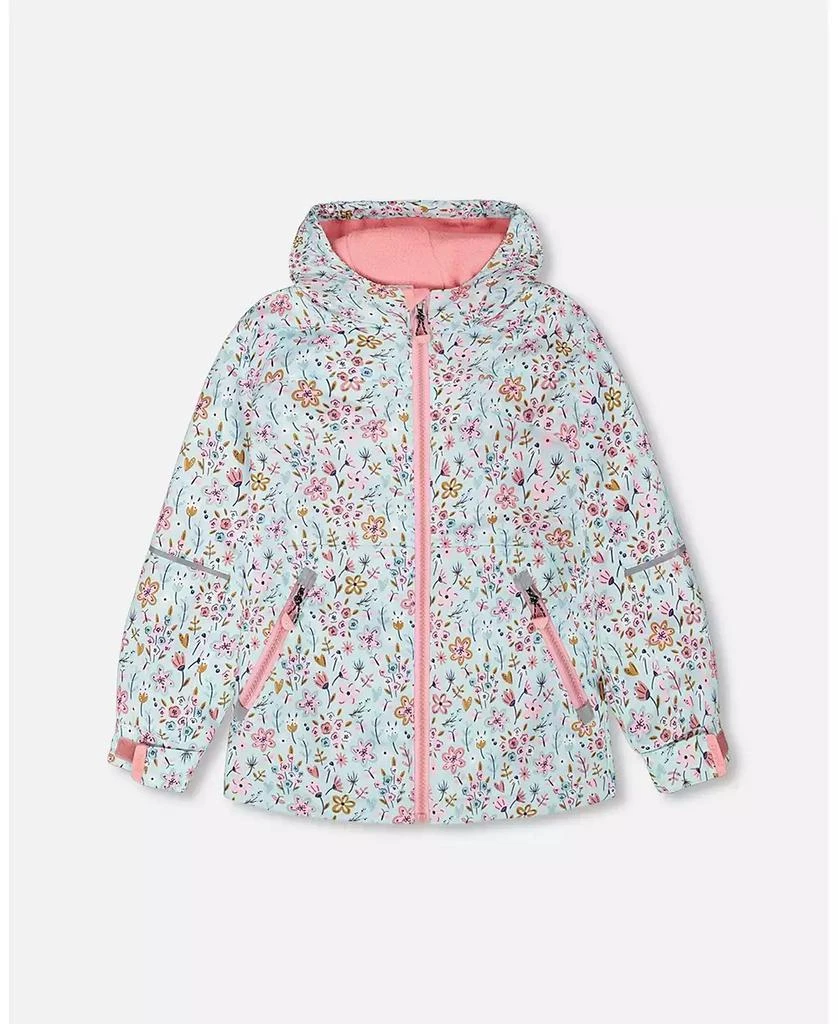 Deux par Deux Girl Mid-Season Jacket Blue Mini Flower Print - Toddler|Child