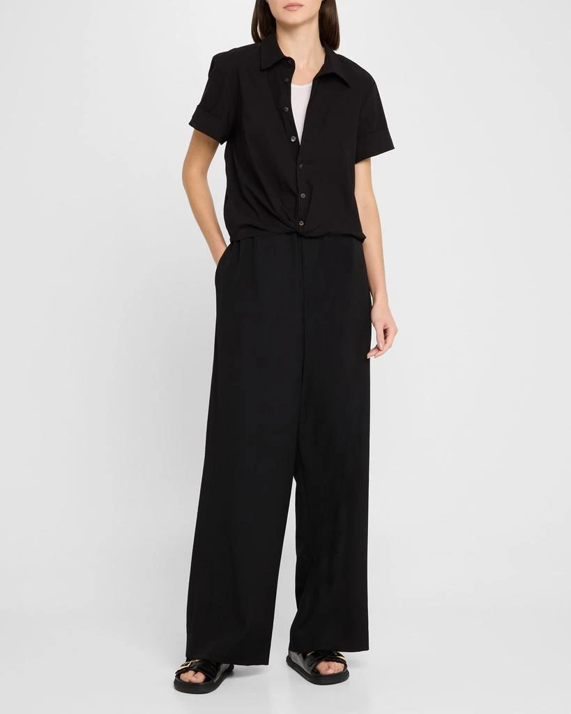 Finley Alli Twist-Front Solid Stretch Shirt 2