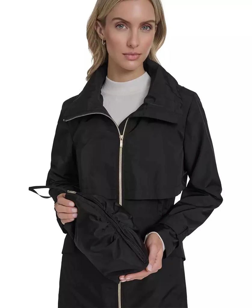 Cole Haan Signature Women
s Zip Up Trench Coat With Stow Away Hood 5