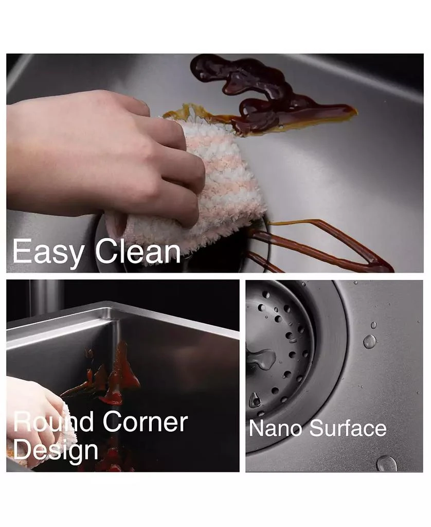 Flynama Gunmetal Kitchen Sink Topmount Workstation Stainless Steel Single Bowl 6