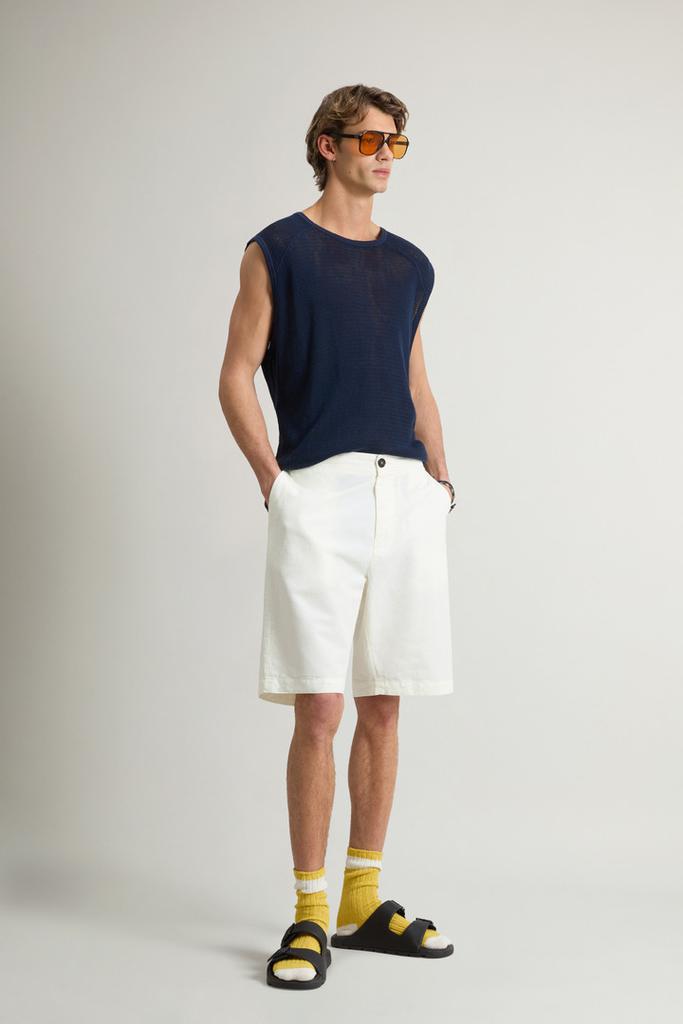 Woolrich Garment-Dyed Cotton- and Linen-Blend Shorts - Men - Blue