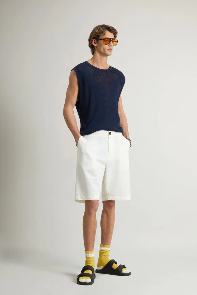 Woolrich Garment-Dyed Cotton- and Linen-Blend Shorts - Men - Blue 1