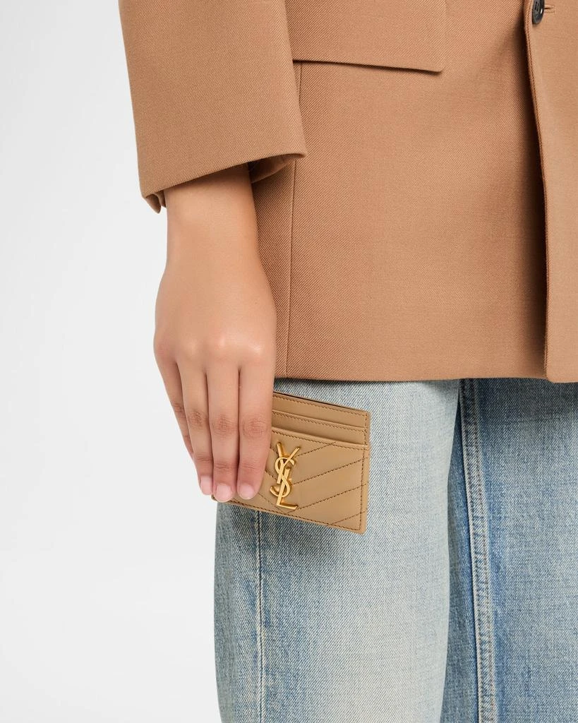 Yves Saint Laurent YSL Monogram Card Case in Quilted Smooth Leather 2