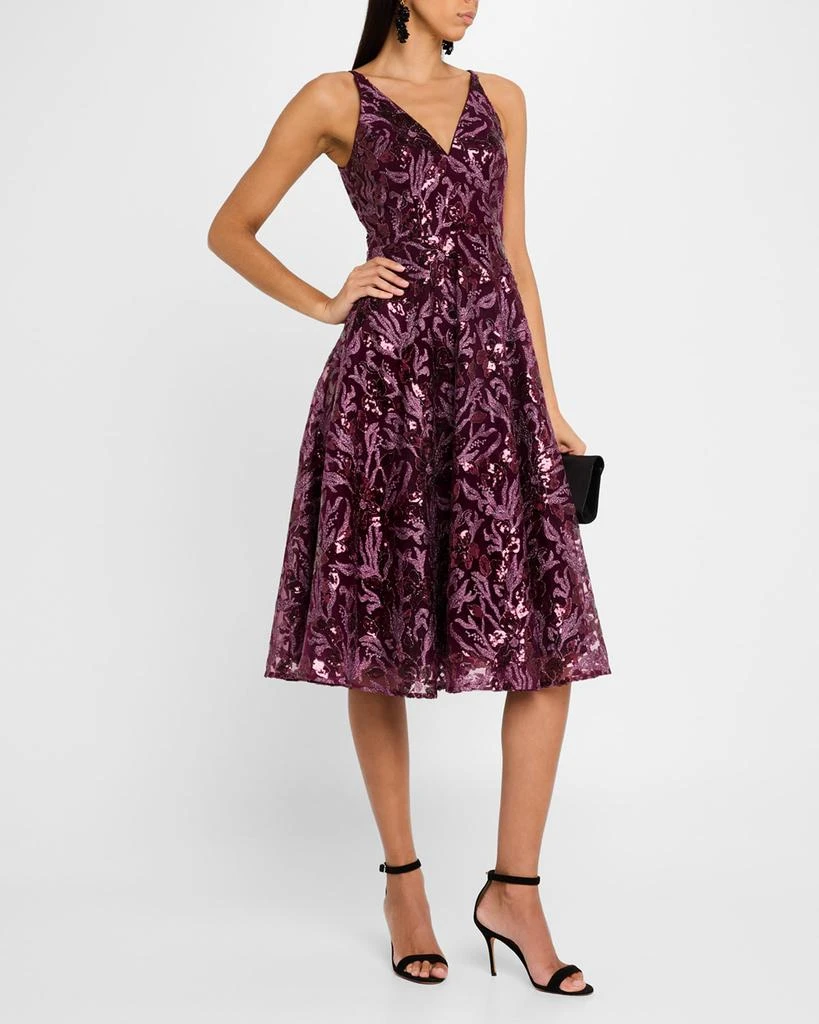 Dress the Population Black Label Elisa Sequin Floral Applique Midi Dress 2