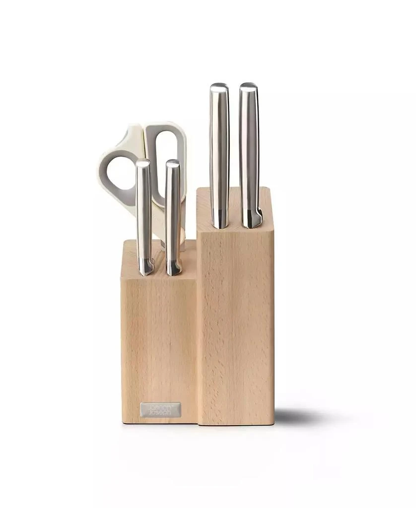 Joseph Joseph Elevate Fusion 5-Piece Knife, Cleaver and Scissor Set with Beechwood Block 2