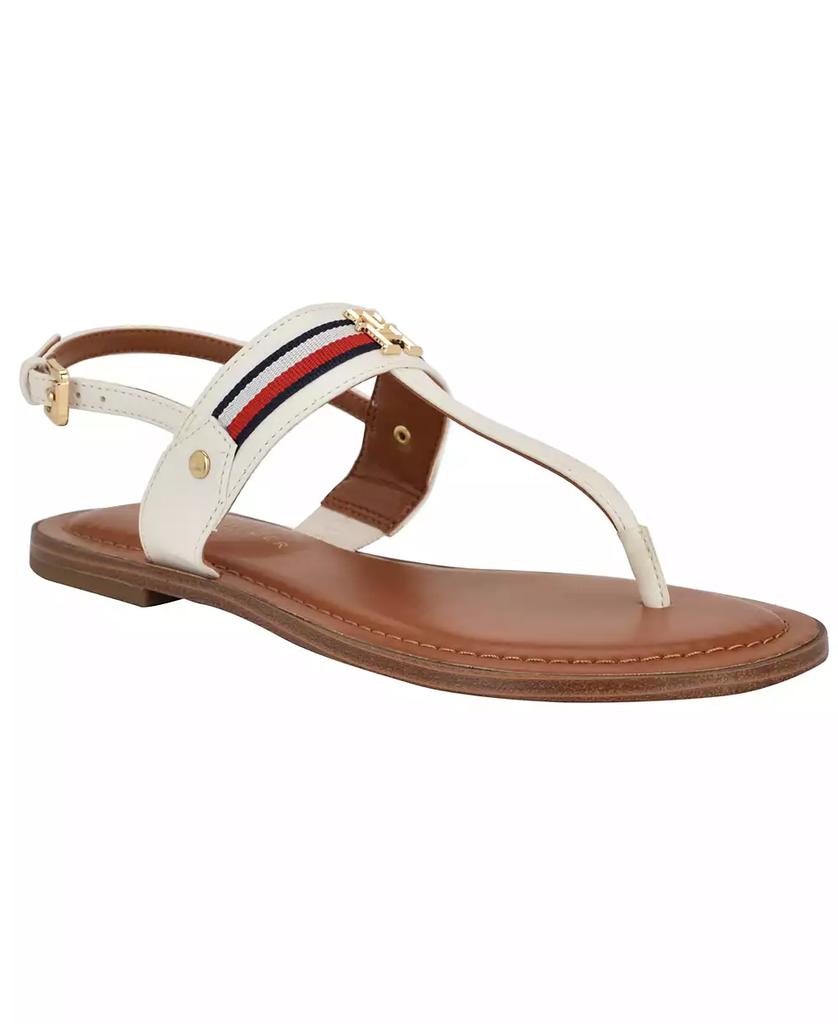 Tommy Hilfiger Women's Gabry Signature Stripe T-Strap Flat Sandals