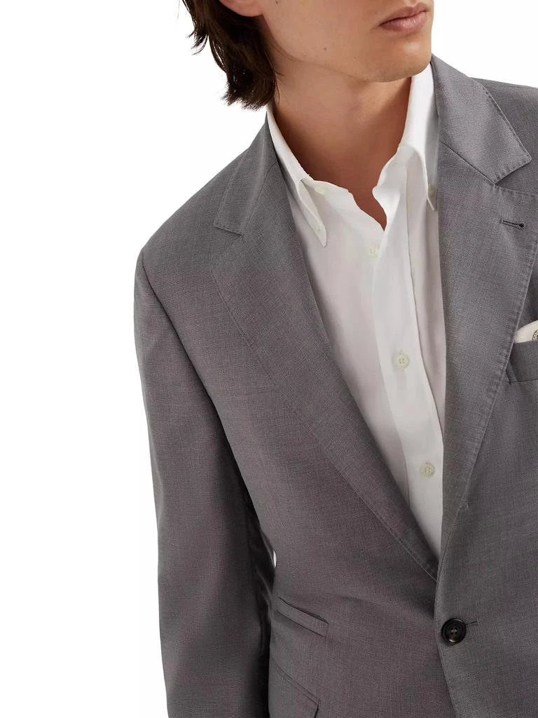 Brunello Cucinelli Virgin Wool and Silk Lightweight Hopsack Blazer 4