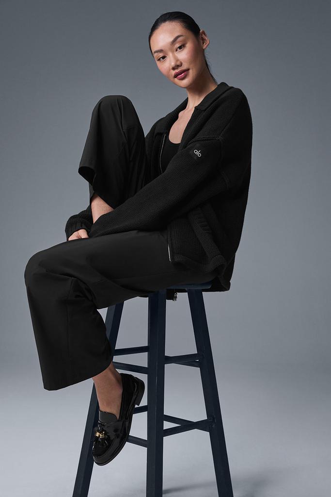 Alo Heritage Full Zip Sweater - Black - Sweaters - Free Shipping