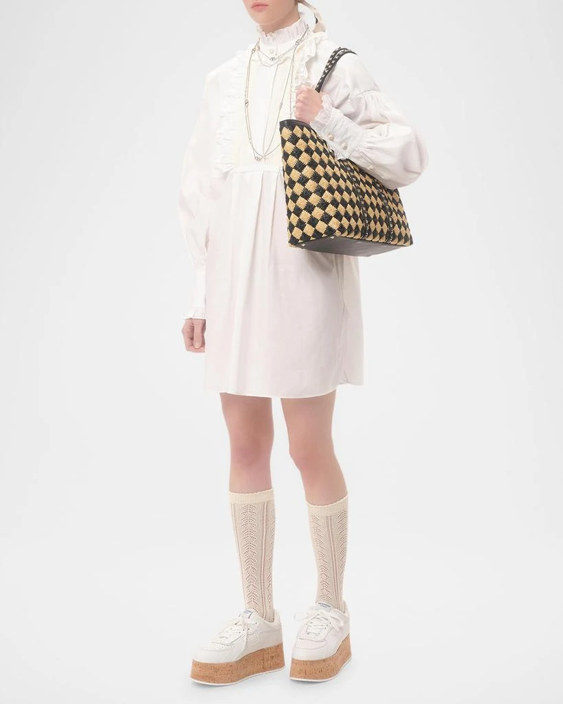 Valentino Rockstud Embroidered Raffia Shopping Tote Bag 7