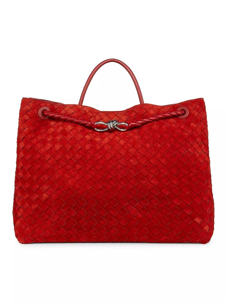 Bottega Veneta Large Andiamo Intrecciato Suede Top-Handle Bag 1