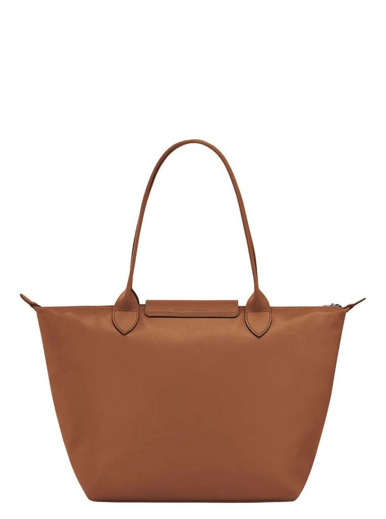 Longchamp 'M Le Pliage Original' Brown Handbag With Embossed Logo In Canvas Woman 3