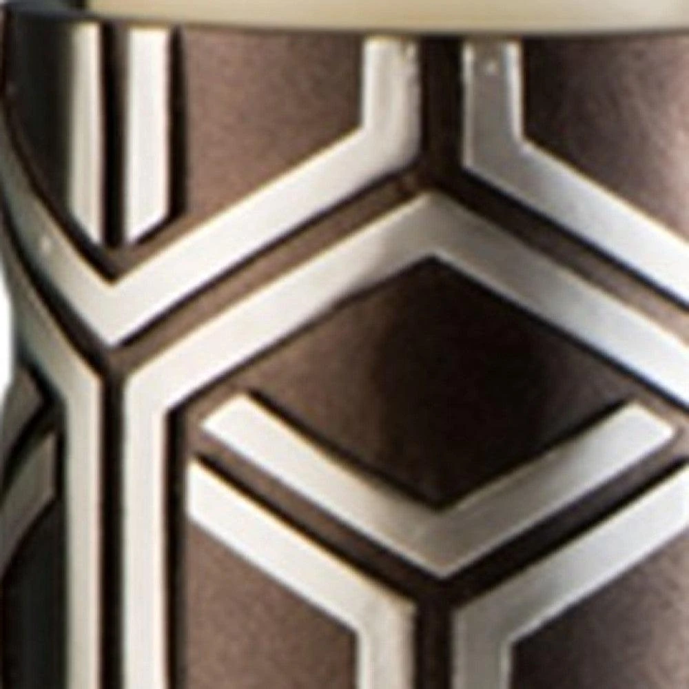 Hivvago Set Of Two Espresso and Silver Pillar Tabletop Pillar Candle Holders 5