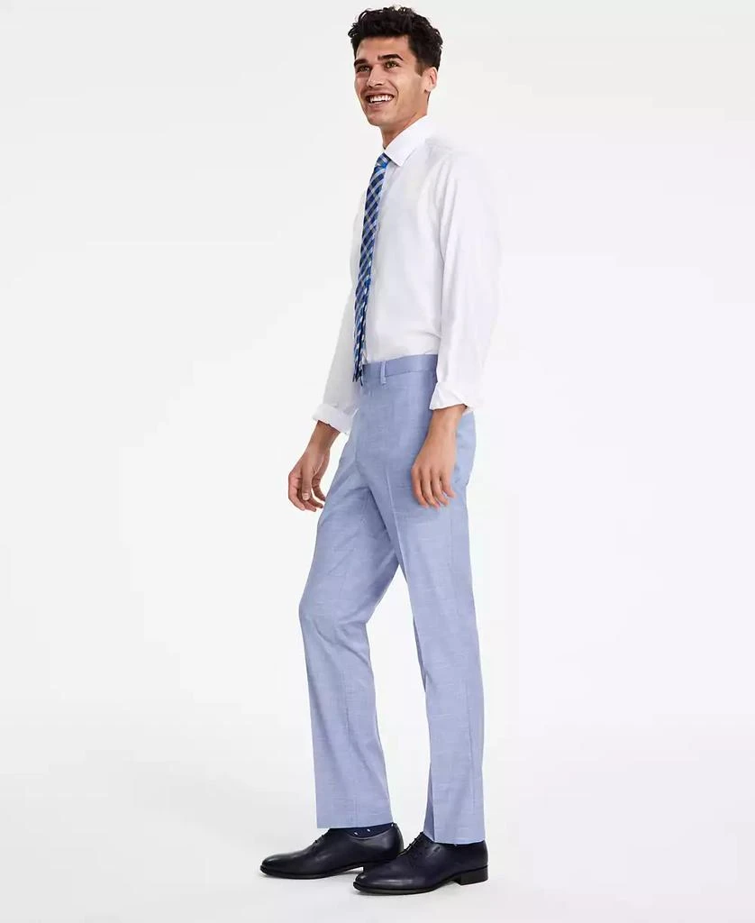 DKNY Men's Modern-Fit Bi-Stretch Light Blue Check Suit Separate Pants 1