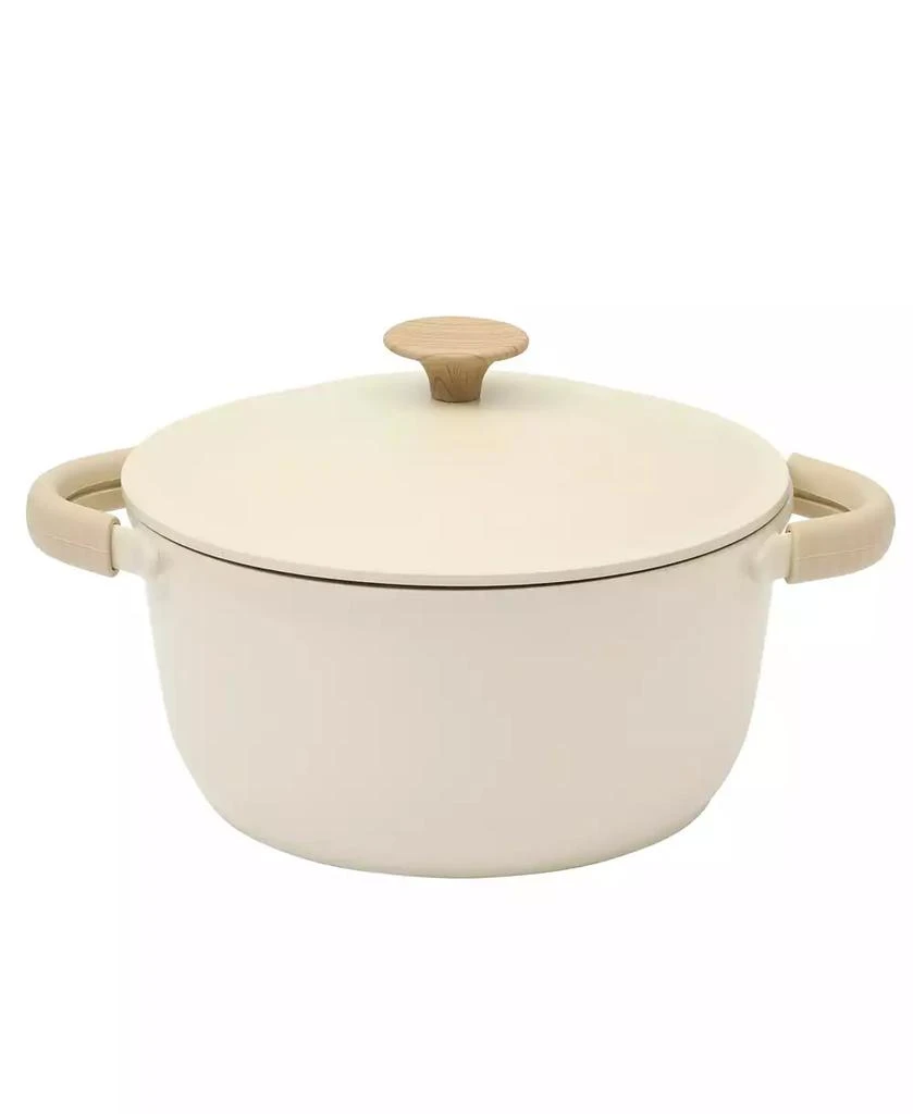 Gibson Elite Cast Aluminum 13-Piece Cookware Set – Ceramic Nonstick, Linen White with Wood Handle 10