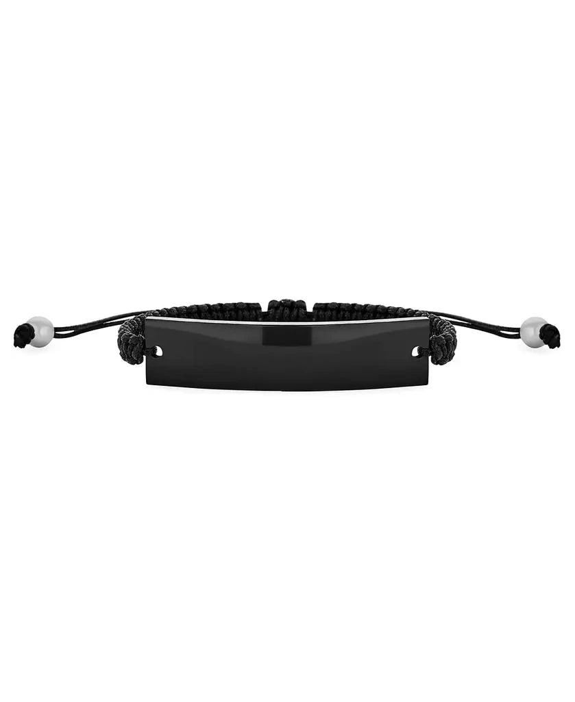 Bling Jewelry Braided Rope Cord Identification Black Name Adjustable Slide Bracelet Black Plated Stainless Steel