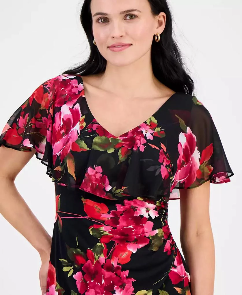 Connected Petite Printed Cape-Overlay Sheath Dress 4