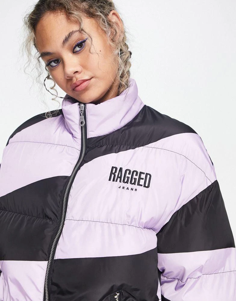 The Ragged Priest The Ragged Priest cropped puffer coat with trippy heart print back in multi 3