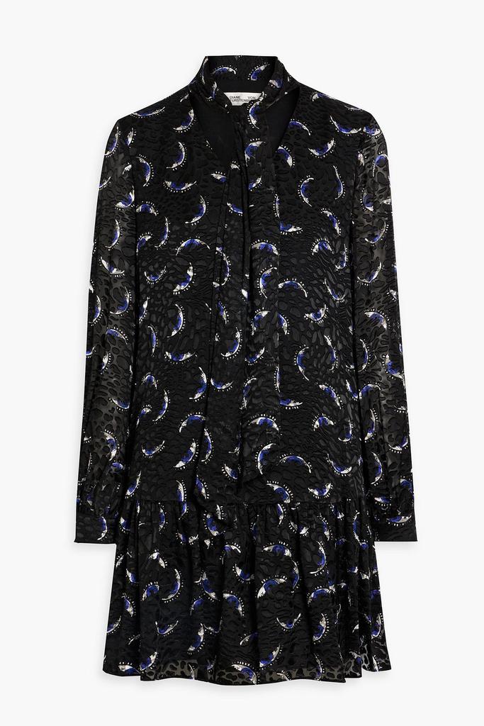 Diane von Furstenberg Akila tie-neck printed fil coupé mini dress