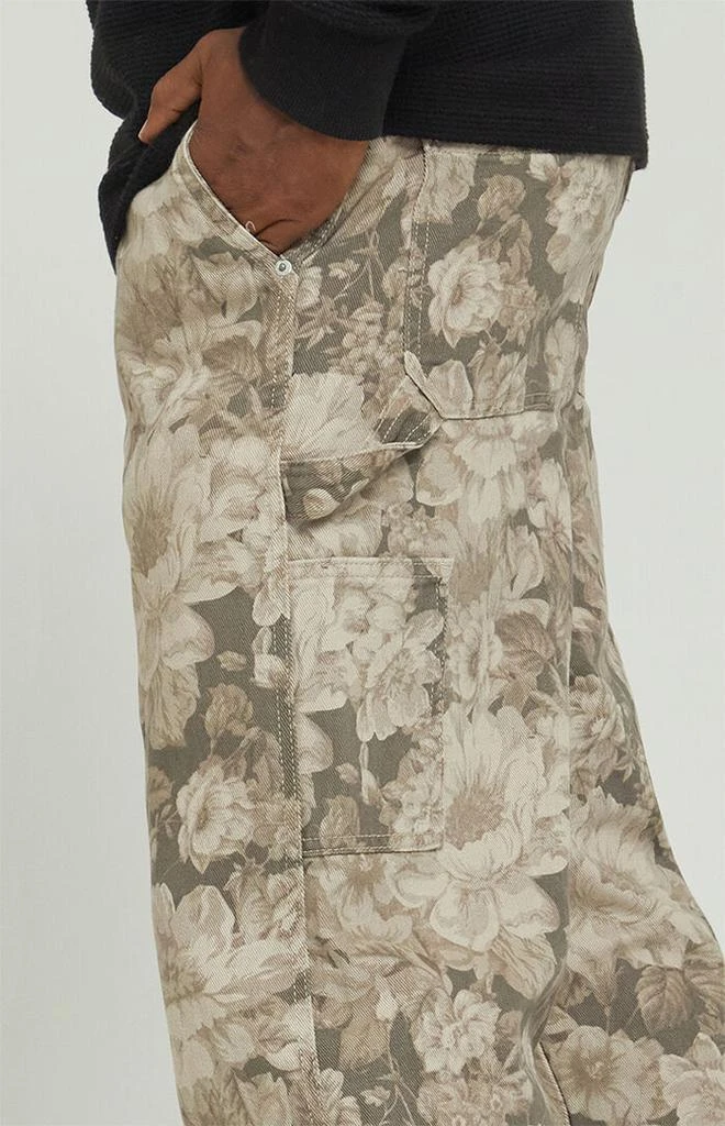PacSun Brown Floral Baggy Carpenter Jeans 3