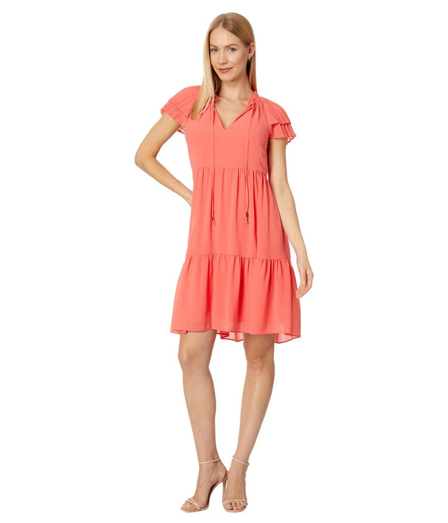 Vince Camuto Chiffon Pleated Sleeve Float Dress 1